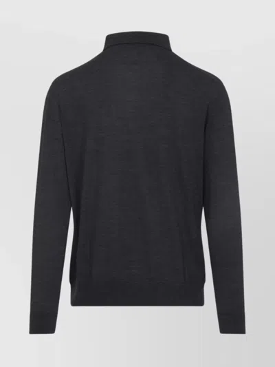 Kiton Long-sleeved Knitted Polo Shirt In Gray