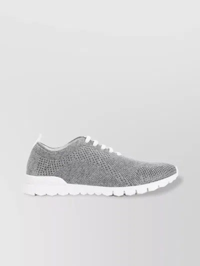 Kiton Fits Low-top Sneakers In Knitted Cashmere In Gray
