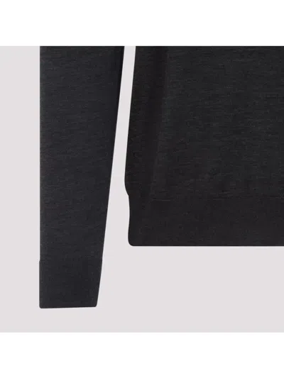 Kiton Long-sleeved Knitted Polo Shirt In Gray