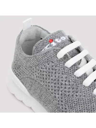 Kiton Fits Low-top Sneakers In Knitted Cashmere In Gray