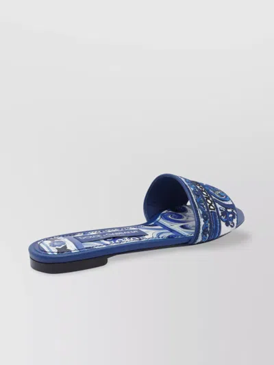 Dolce & Gabbana Embroidered Strap Flat Sandals With Patterned Sole