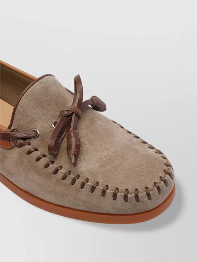 Valentino Suede Loafers With Metal Eyelets And Moccasin Stitching In Multi