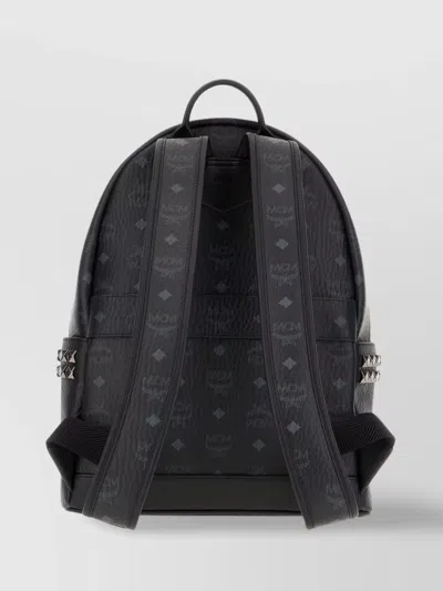 Mcm Studded Top Handle Backpack With Adjustable Straps