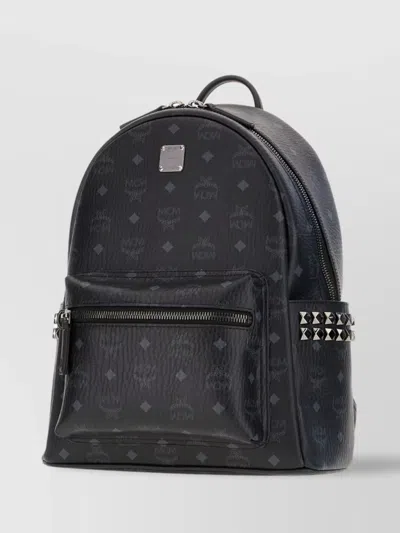 Mcm Studded Top Handle Backpack With Adjustable Straps