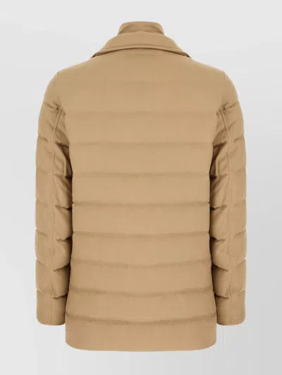 Herno Buttoned Double-breasted Notched Lapel Padded Coat In Brown