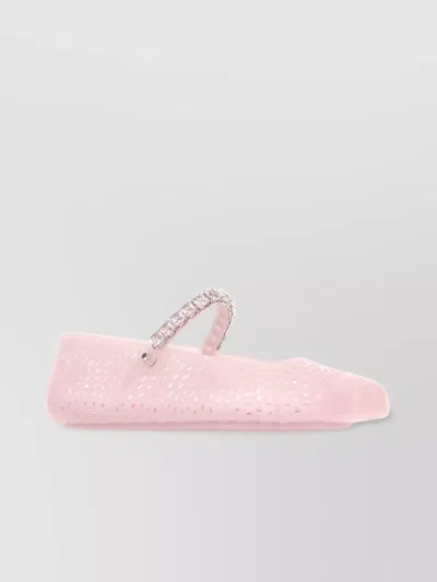 Jimmy Choo Embellished Perforated Round Toe Ballerina Shoes