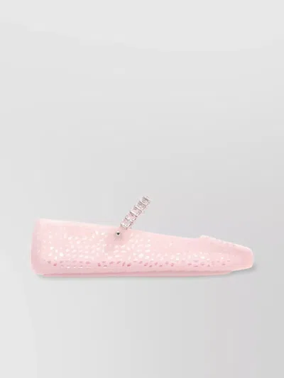 Jimmy Choo Embellished Perforated Round Toe Ballerina Shoes