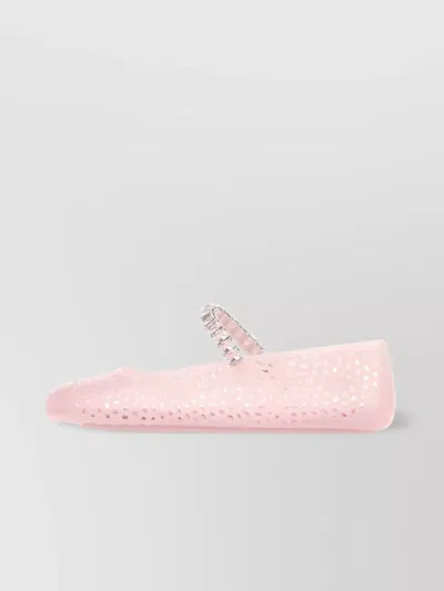 Jimmy Choo Embellished Perforated Round Toe Ballerina Shoes