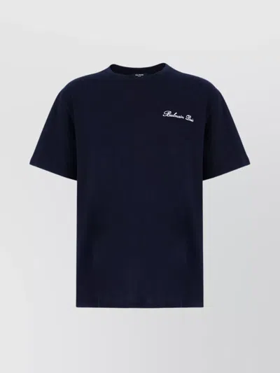 Balmain Crew Neck Short Sleeve T-shirt In Blue