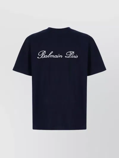 Balmain Crew Neck Short Sleeve T-shirt In Blue