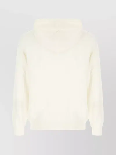 Moschino Knitwear With Graphic Print And Hood In Neutral