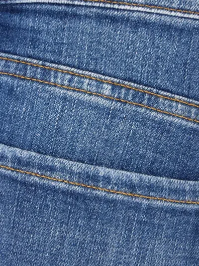 7 For All Mankind Denim Trousers Distressed Contrast Stitching In Blue