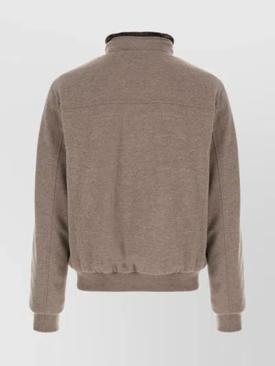 Moorer High Collar Ribbed Cuffs Side Pockets In Brown