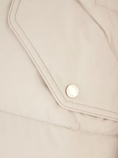 Moorer Padded Coat With Fur Trim Hood In Neutral