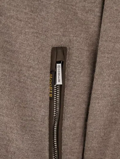 Moorer High Collar Ribbed Cuffs Side Pockets In Brown