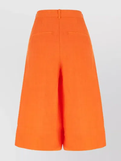 Malo High-waisted Wide Leg Shorts With Button Detail In Orange