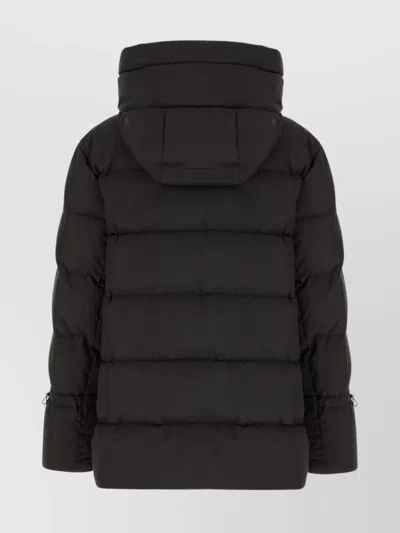 Moorer Quilted Coat Hood Drawstring Hem In Black