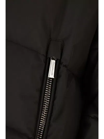 Moorer Quilted Coat Hood Drawstring Hem In Black