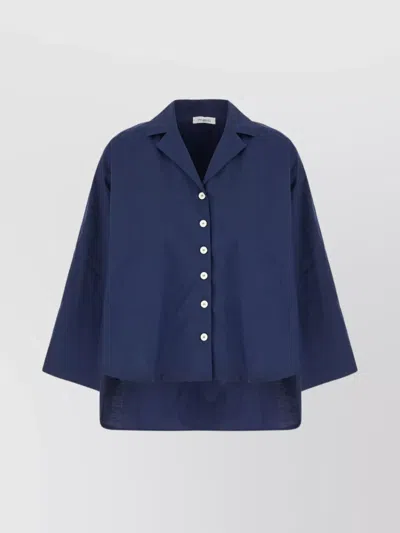 Malo Shirts With Collared Neck And High-low Hem In Blue