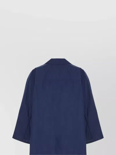 Malo Shirts With Collared Neck And High-low Hem In Blue