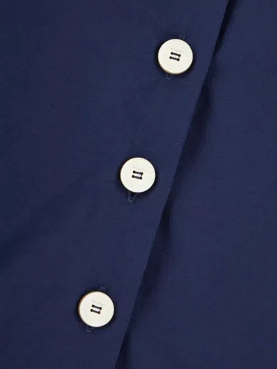 Malo Shirts With Collared Neck And High-low Hem In Blue
