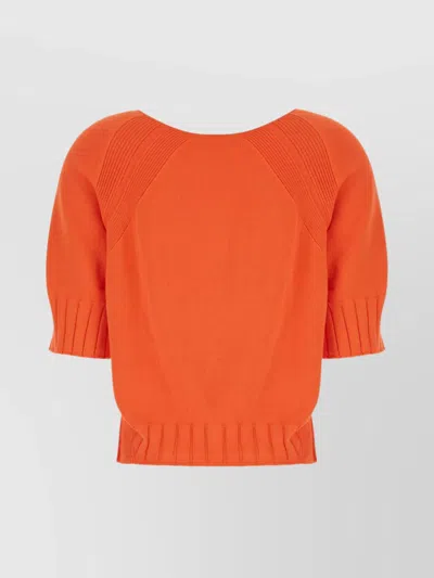 Malo Knitwear Raglan Sleeves Cuffs Ribbed Hem In Orange