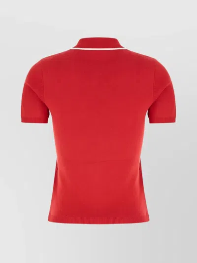 Valentino Knitwear With Cherry Detail And Polo Collar In Red
