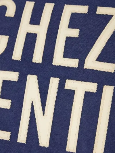 Valentino Crew Neck Graphic Print Short Sleeves Top In Blue