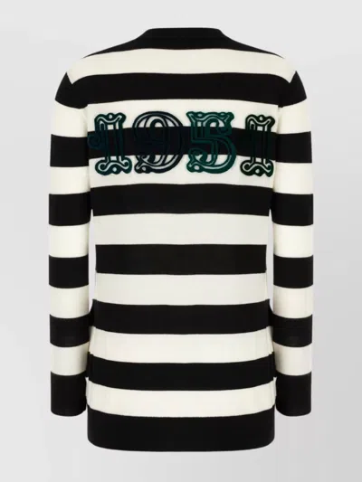Max Mara Knitwear With Striped Pattern And V-neckline In Black