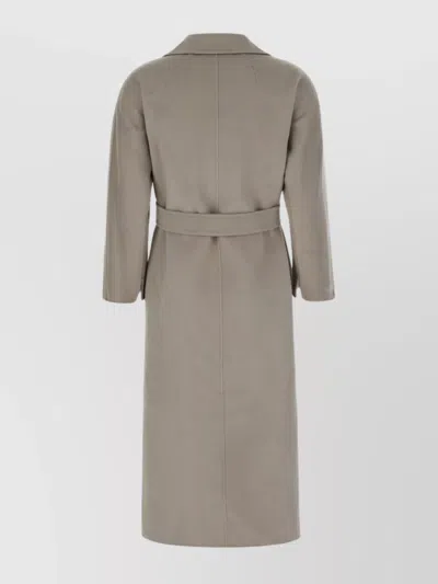 's Max Mara Waist Belted Long Lapel Collar Coat In Gray