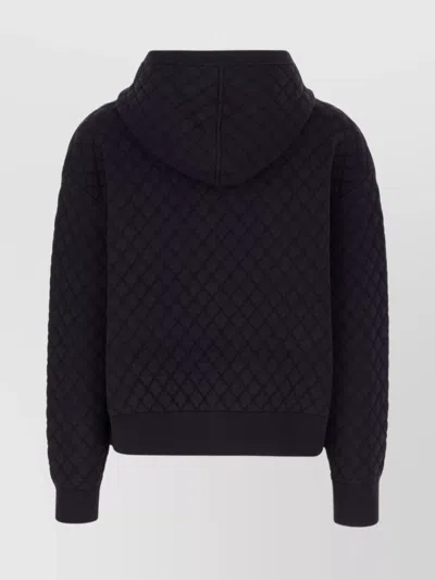 S Max Mara Ribbed Finish Hooded Quilted Coat In Black