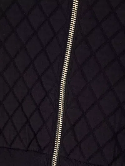 S Max Mara Ribbed Finish Hooded Quilted Coat In Black
