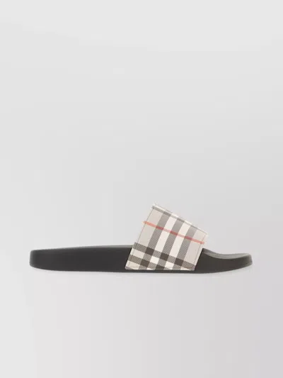 Burberry Check Slide Flat Open Toe Slippers