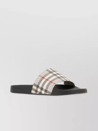 Burberry Check Slide Flat Open Toe Slippers
