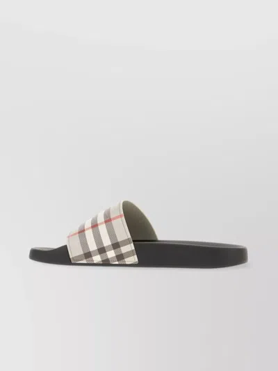 Burberry Check Slide Flat Open Toe Slippers