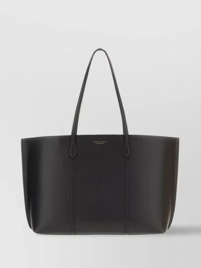Tory Burch Black Cow Leather Cotton Shoulder Bag