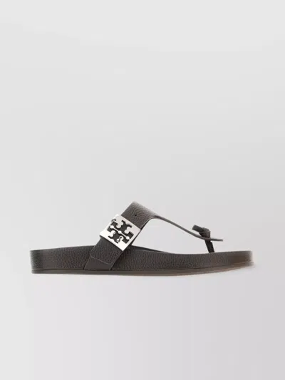 Tory Burch Textured Strap Open Toe Flat Sole Sandals