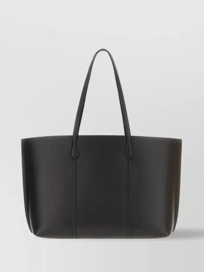 Tory Burch Black Cow Leather Cotton Shoulder Bag