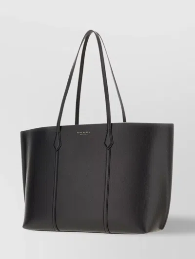 Tory Burch Black Cow Leather Cotton Shoulder Bag