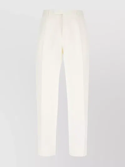 Zegna Trousers With Belt Loops And Pleated Front In White