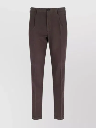 Incotex Straight Trousers With Back Pocket And Belt Loops In Brown