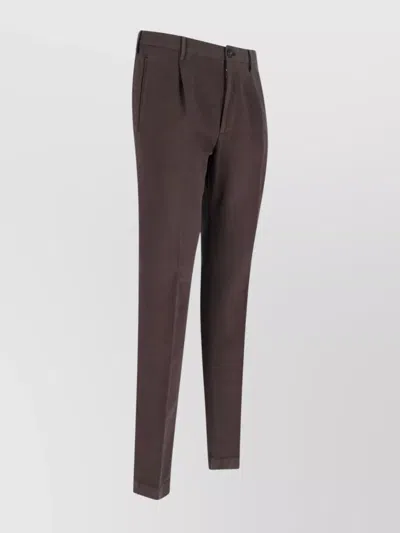 Incotex Straight Trousers With Back Pocket And Belt Loops In Brown
