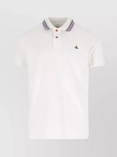 Vivienne Westwood Ribbed Collar Short Sleeves T-shirt In White