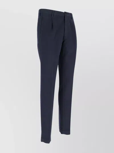 Incotex Straight Trousers With Pleated Front And Pockets In Blue
