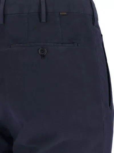 Incotex Straight Trousers With Pleated Front And Pockets In Blue
