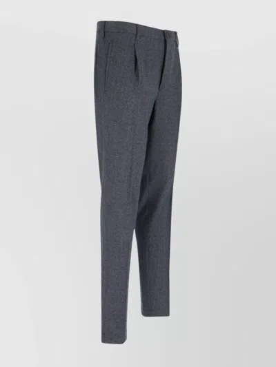 Incotex Straight Trousers With Front Pleats And Pockets In Gray