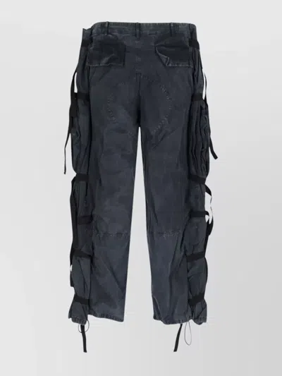 Magliano Straight Trousers With Adjustable Straps And Pockets In Black