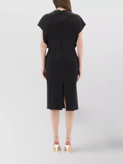Stella Mccartney Back Slit Midi Dress With Side Pockets In Black