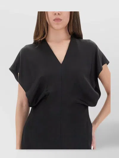 Stella Mccartney Back Slit Midi Dress With Side Pockets In Black