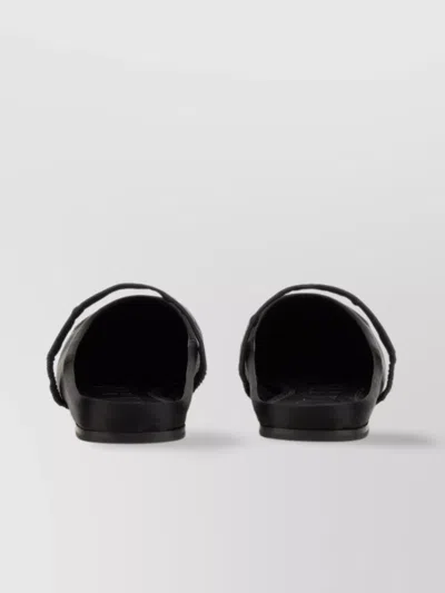 Marni Little Bow Nappa Leather Flat Mules In Black